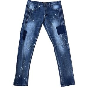 VTG Southpole Jeans Mens 34x32 Paint Splash Patchwork Skinny Y2K Grunge